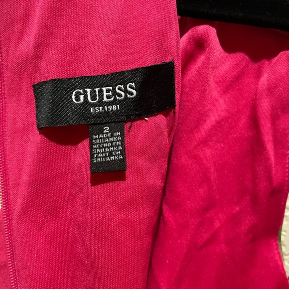 NWT Guess Pink Floral Print Scuba Crepe Dress Side Ruched Stretchy Size 2 - Picture 8 of 14